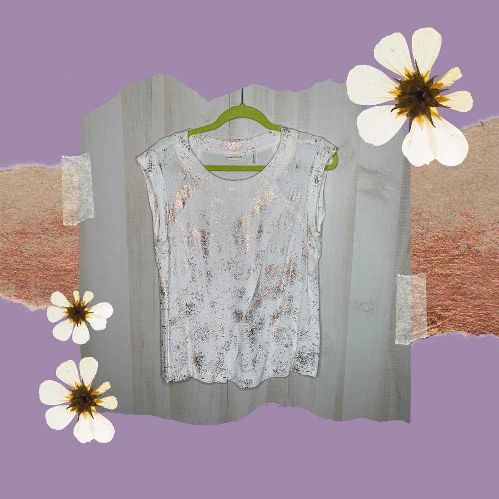 Rebecca Taylor Rose Gold & White Top